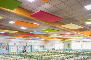 Acoustic islands in a school canteen